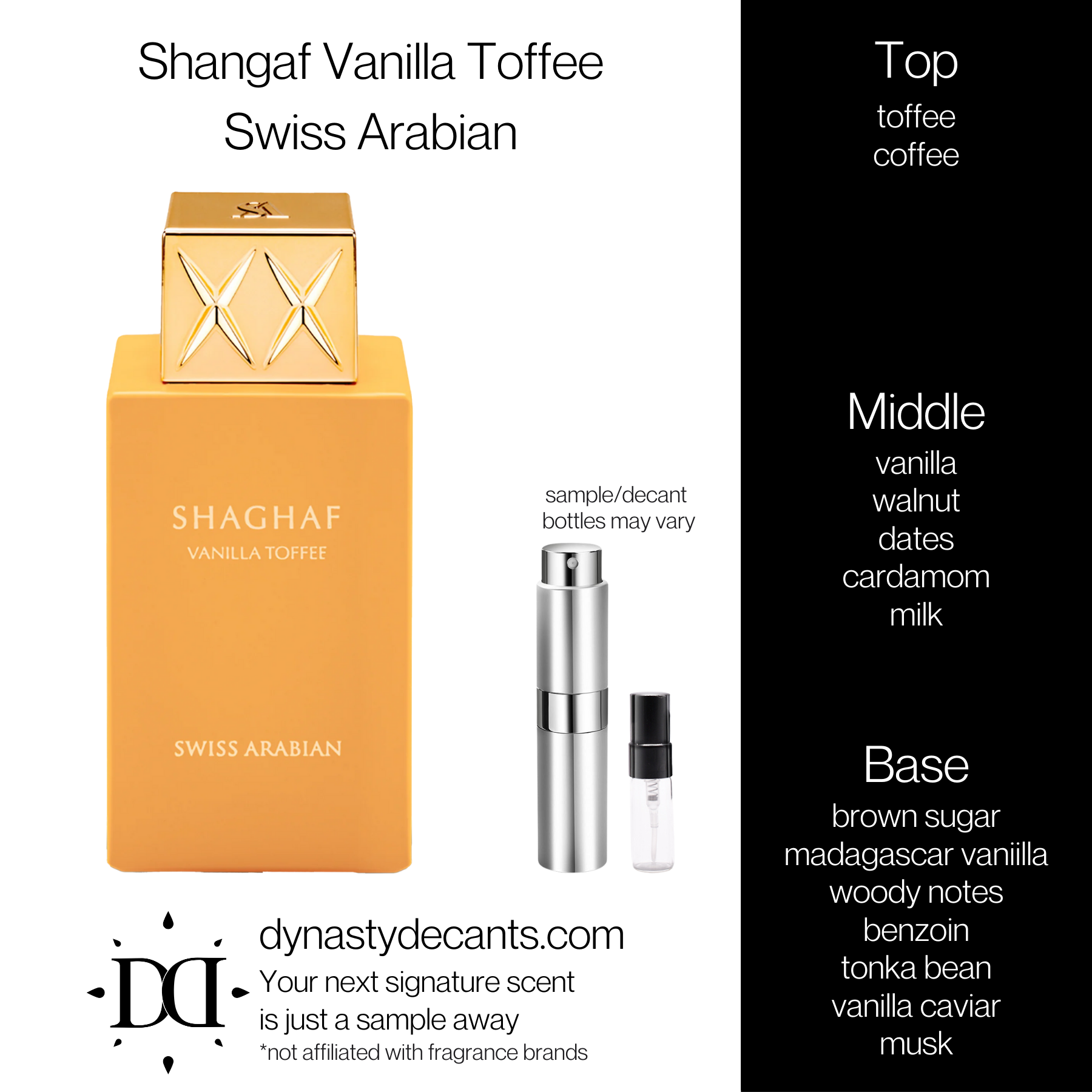 Shangaf Oud Vanilla Toffee by Swiss Arabian | Fragrance Sample | Decant