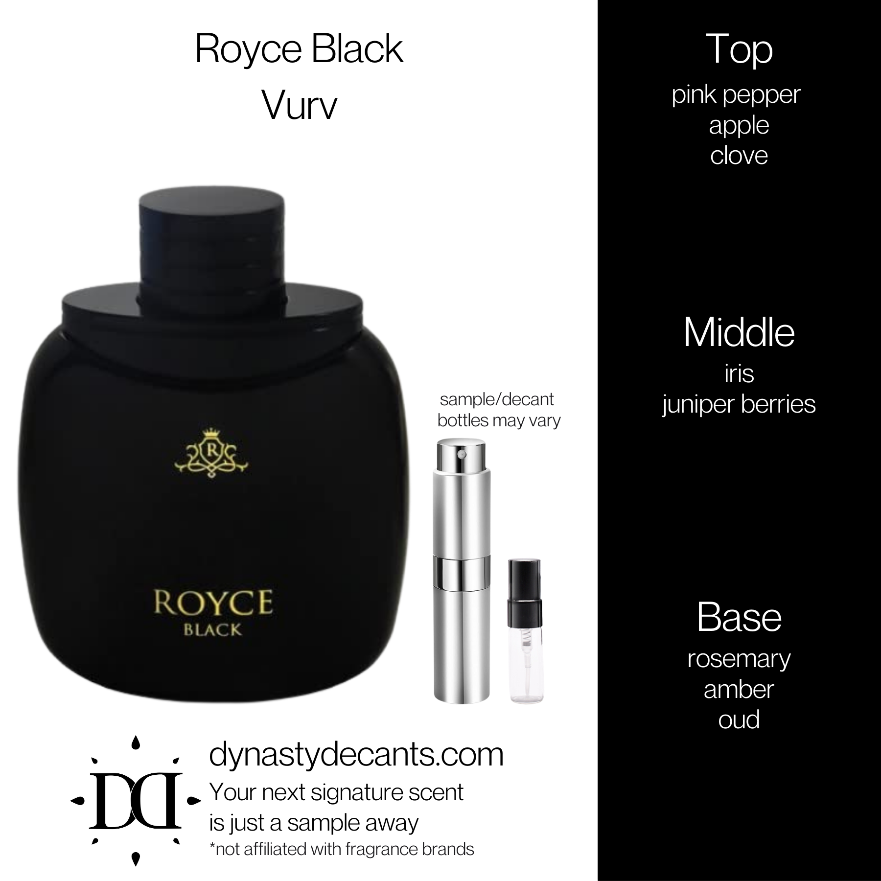 Royce Black by Vurv | Fragrance Sample | Decant