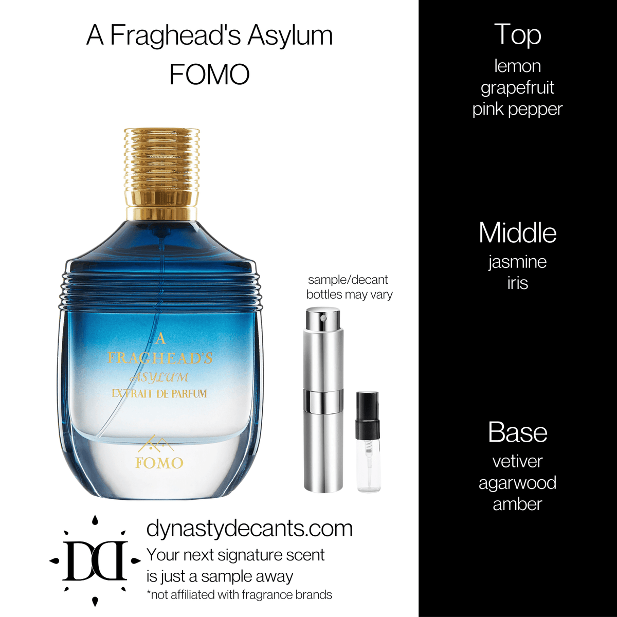 Fragrance sample bottle for A Fraghead's Asylum by FOMO