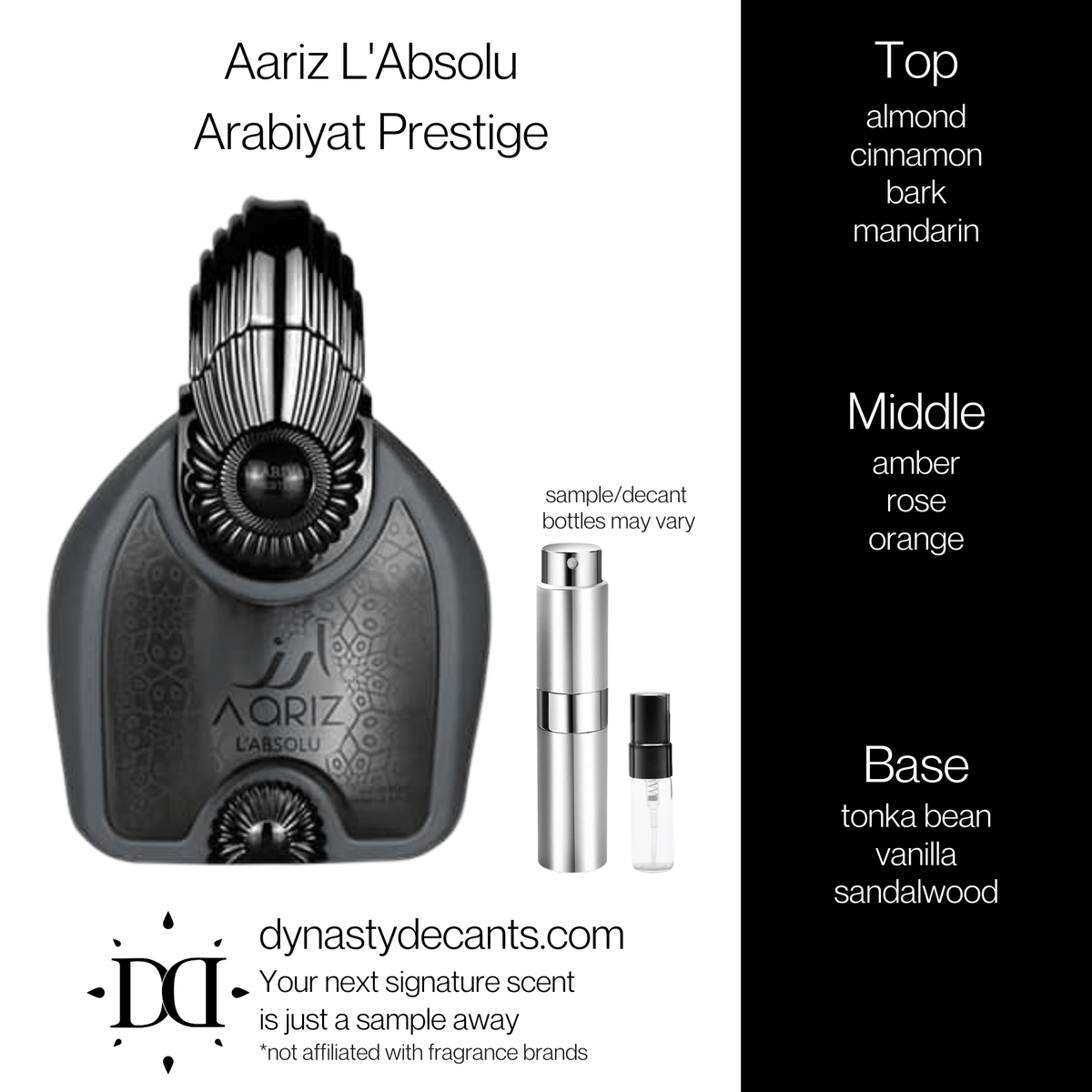 Fragrance sample bottle for Aariz L'Absolu by Arabiyat Prestige