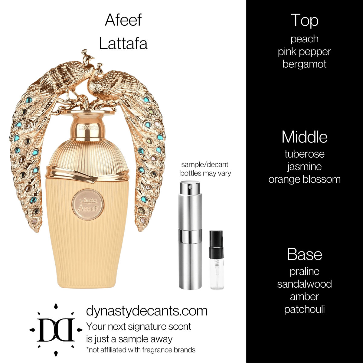 Fragrance sample bottle for Afeef by Lattafa