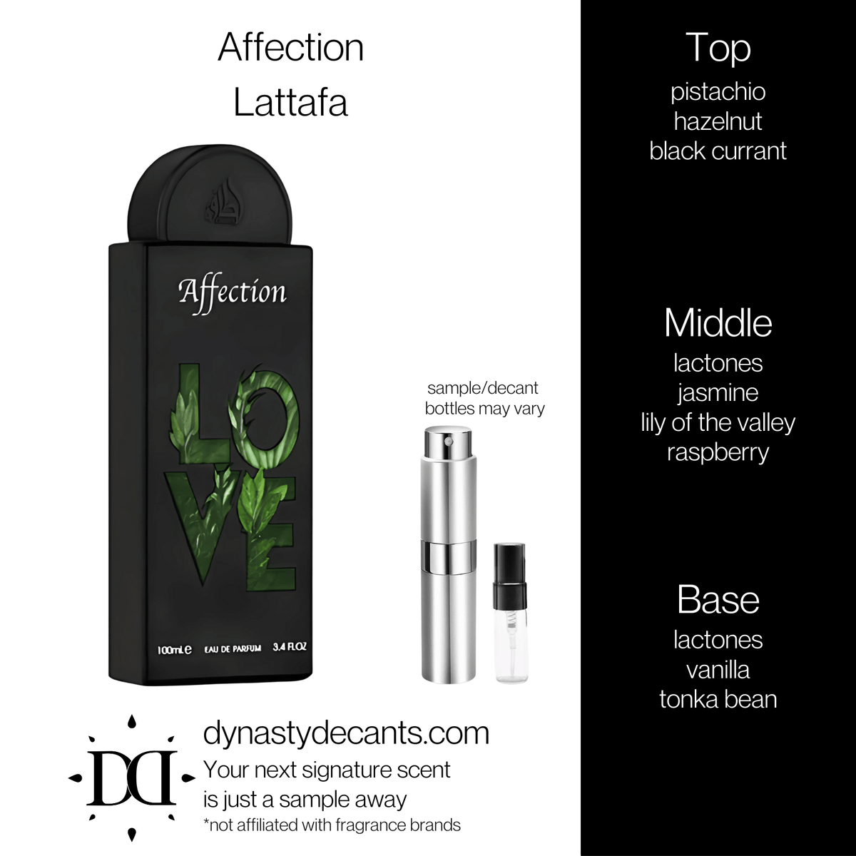 Fragrance sample bottle for Affection by Lattafa