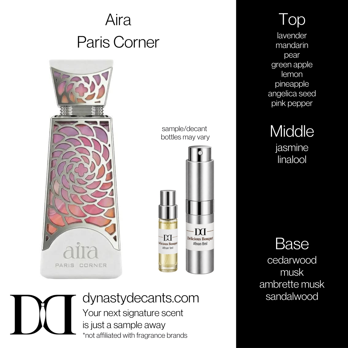 Fragrance sample bottle for Aira by Paris Corner