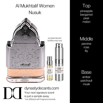 Fragrance sample bottle for Al Mukhtalif Women by Nusuk