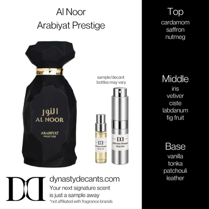 Fragrance sample bottle for Al Noor by Arabiyat Prestige