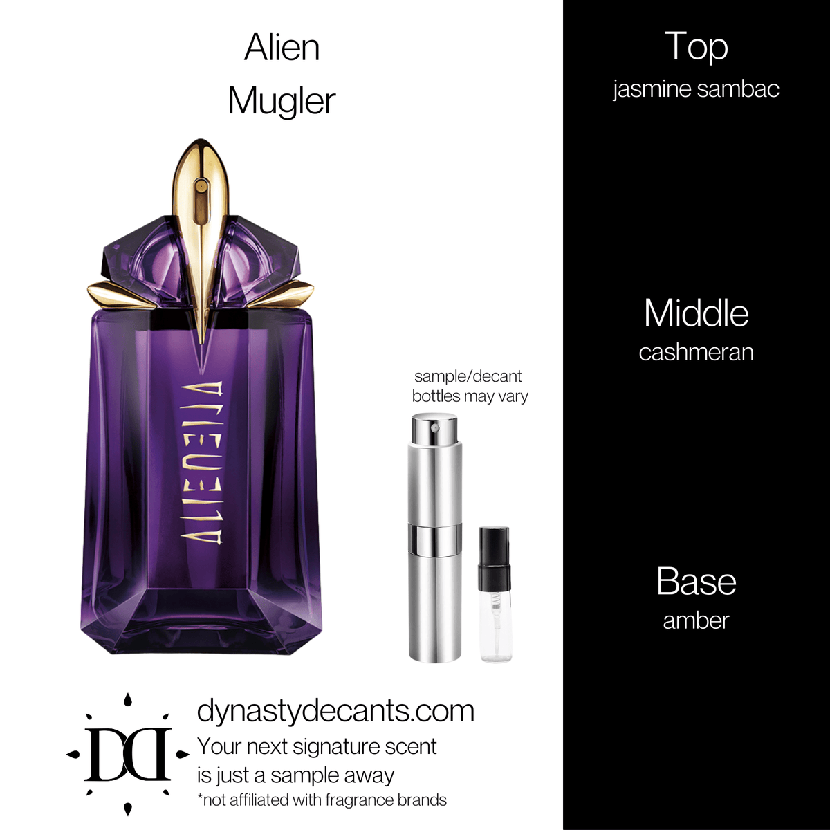 Fragrance sample bottle for Alien by Mugler