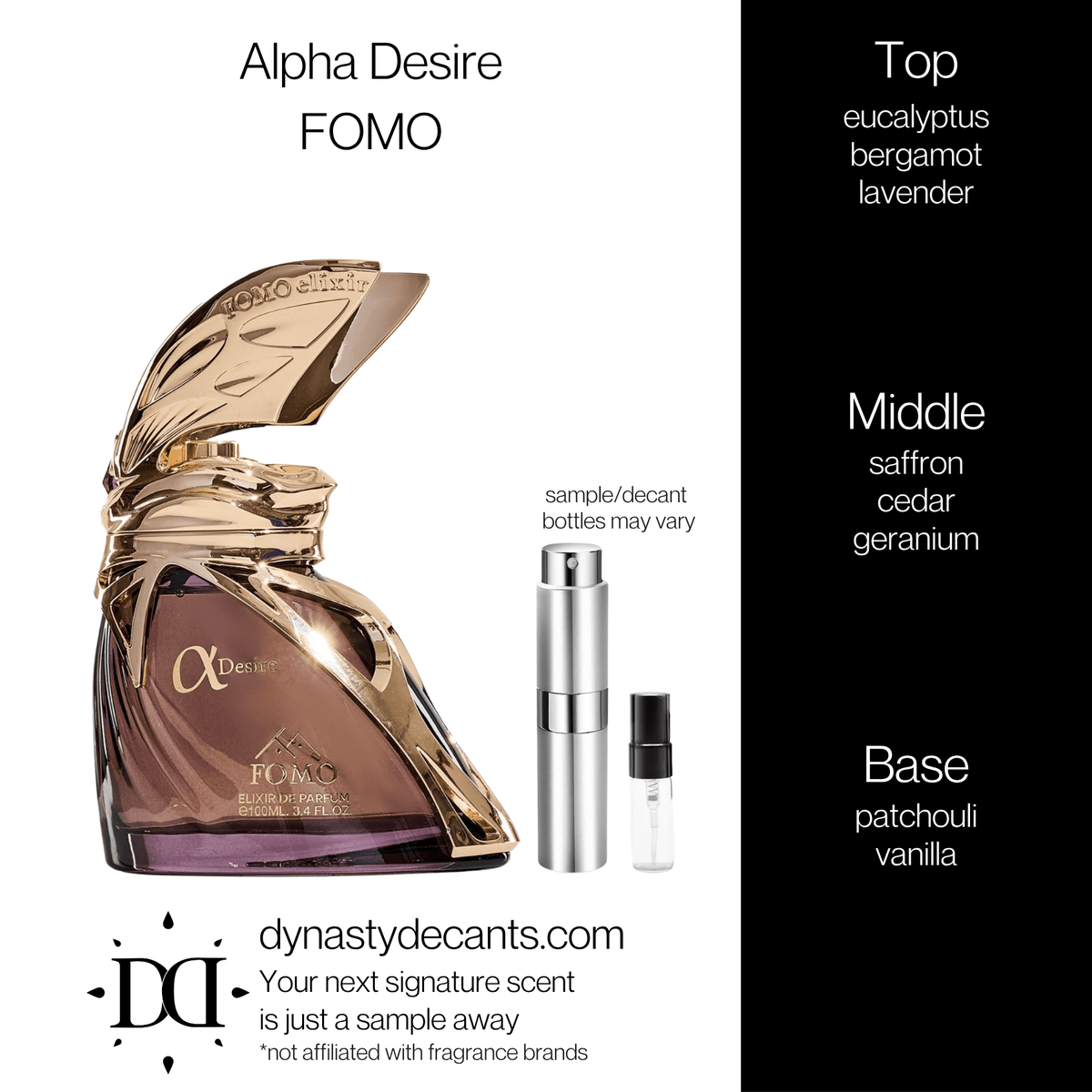 Fragrance sample bottle for Alpha Desire by FOMO
