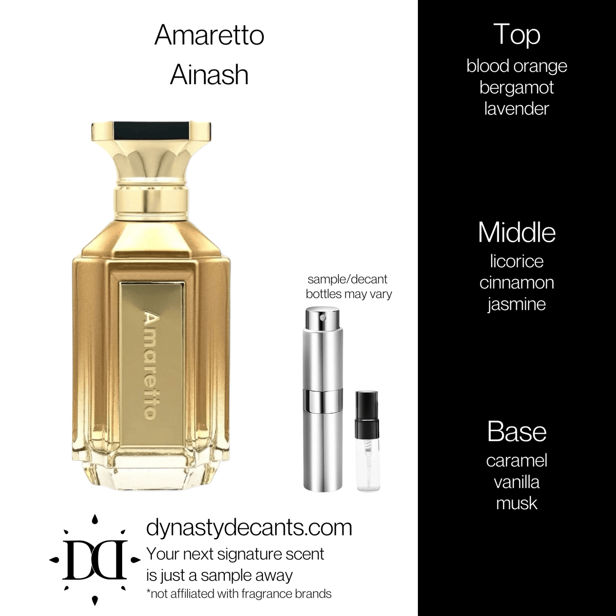 Fragrance sample bottle for Amaretto by Ainash