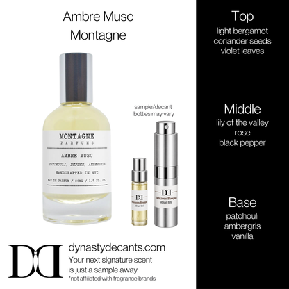 Fragrance sample bottle for Ambre Musc by Montagne