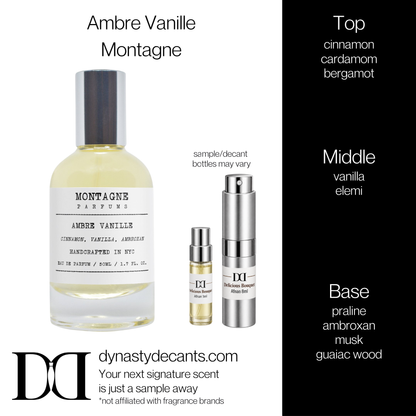 Fragrance sample bottle for Ambre Vanille by Montagne