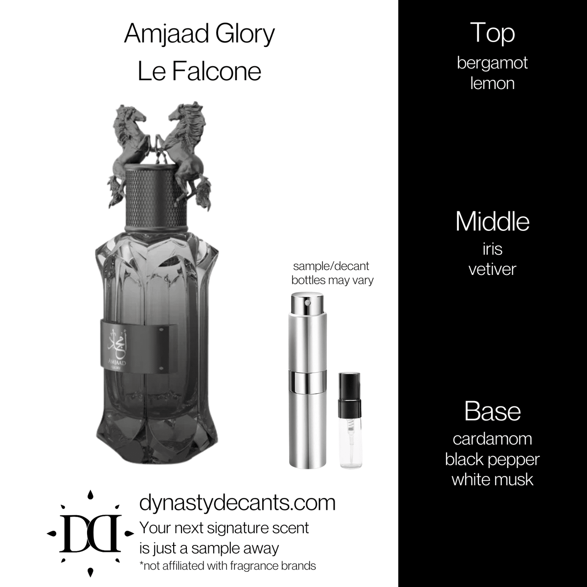 Fragrance sample bottle for Amjaad Glory by Le Falcone
