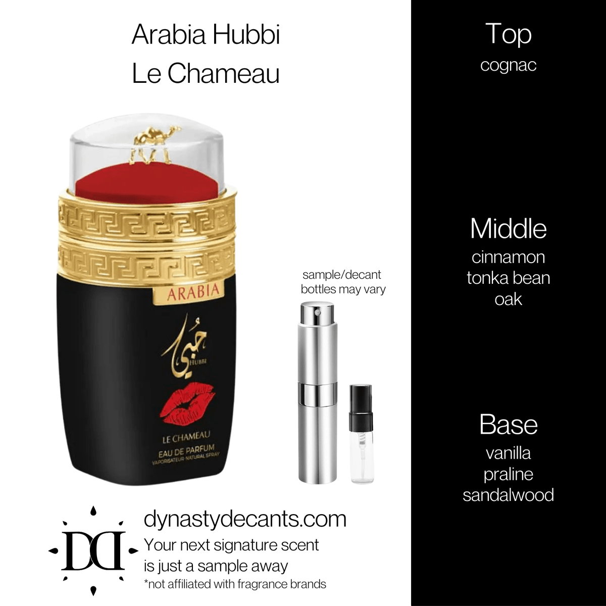 Fragrance sample bottle for Arabia Hubbi by Le Chameau