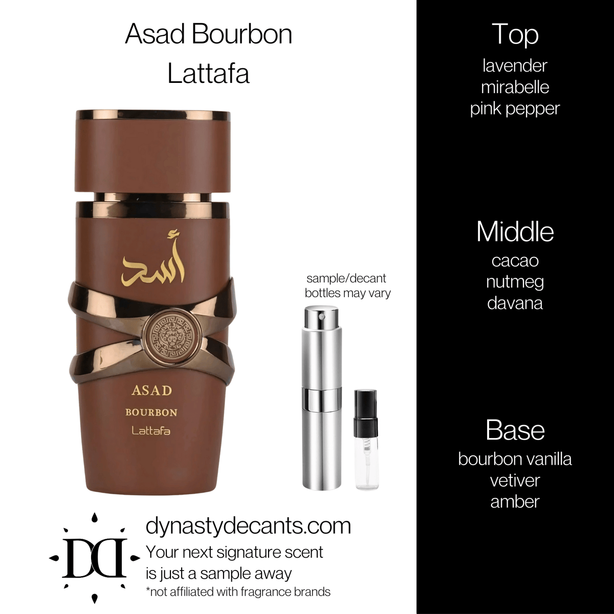 Fragrance sample bottle for Asad Bourbon by Lattafa