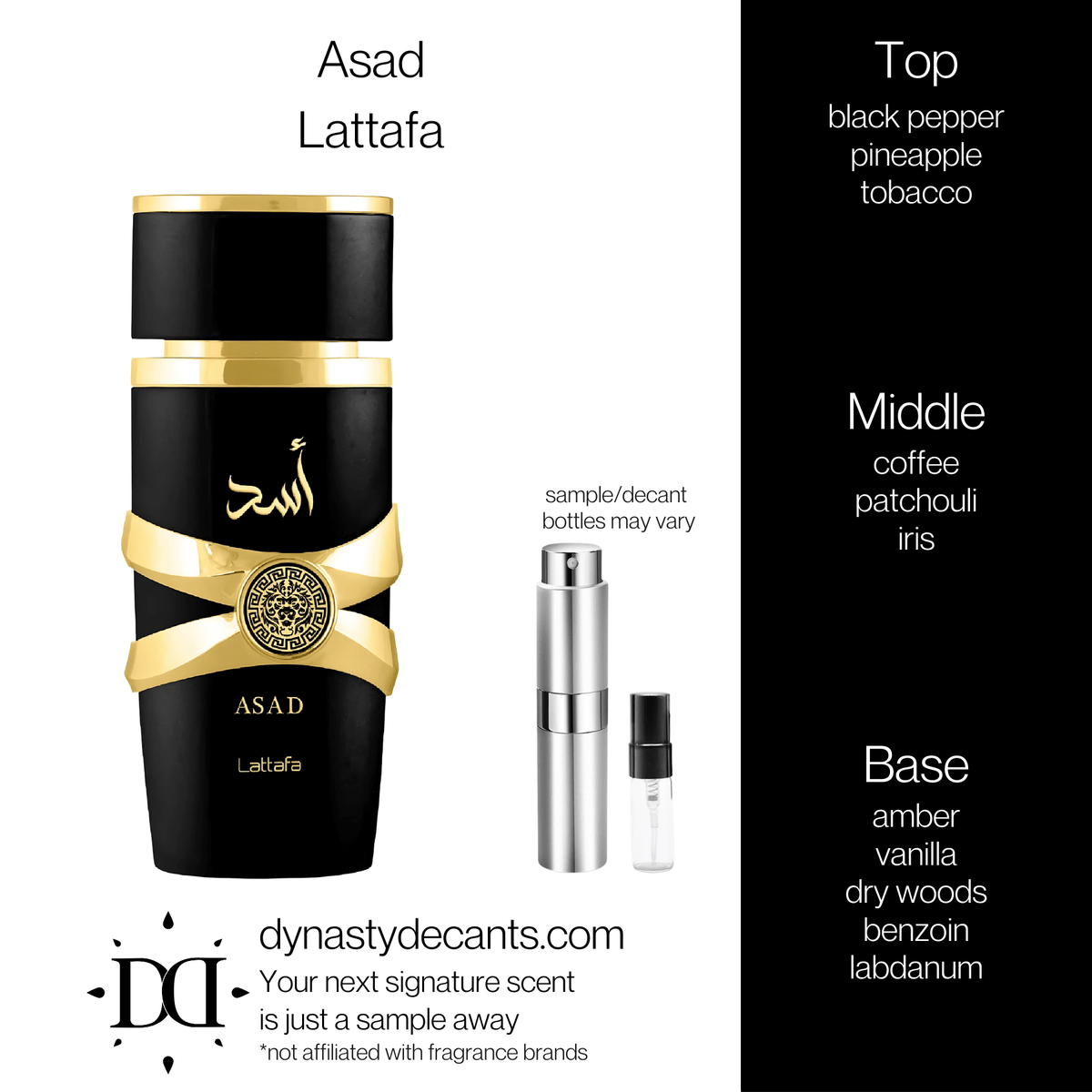 Fragrance sample bottle for Asad by Lattafa