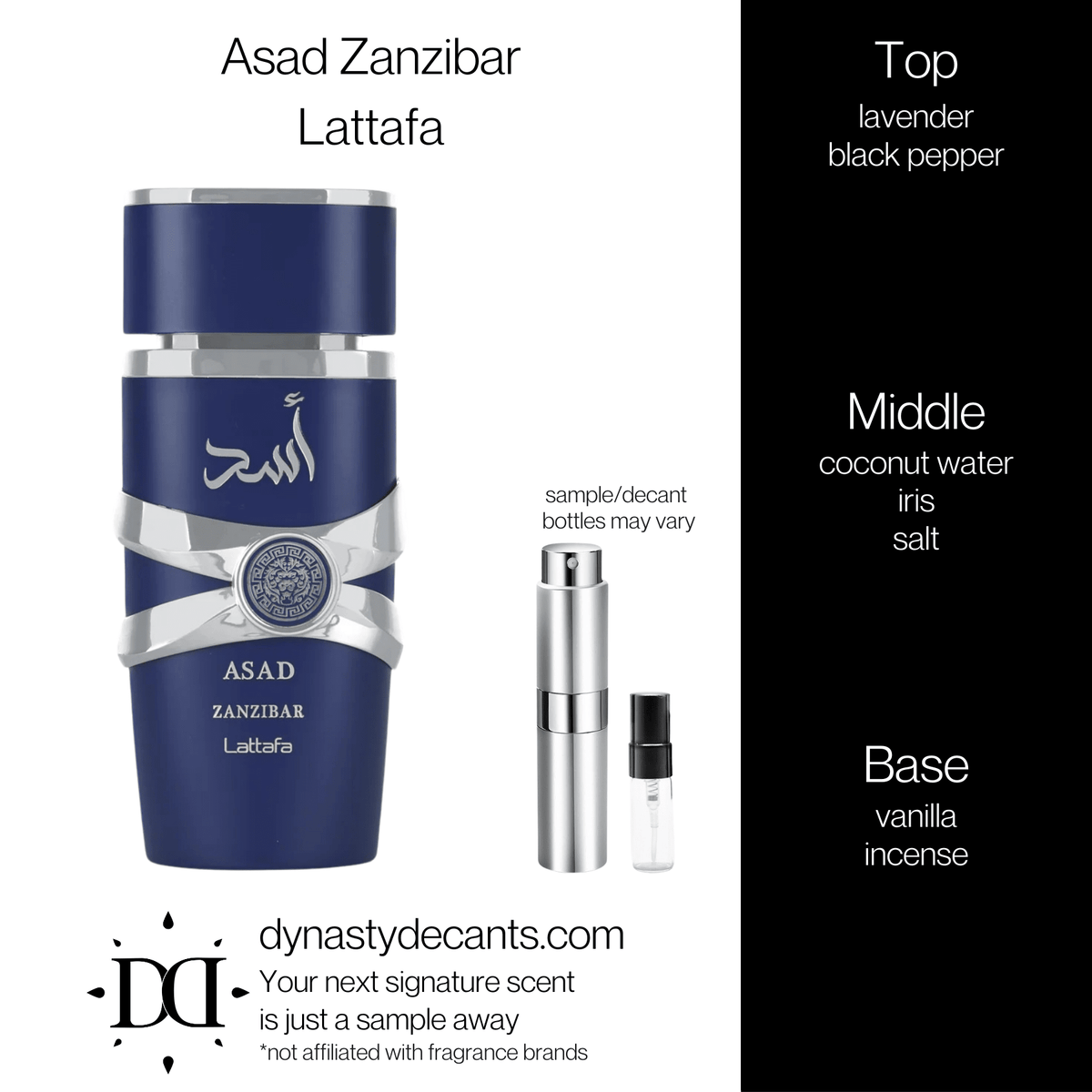 Fragrance sample bottle for Asad Zanzibar by Lattafa