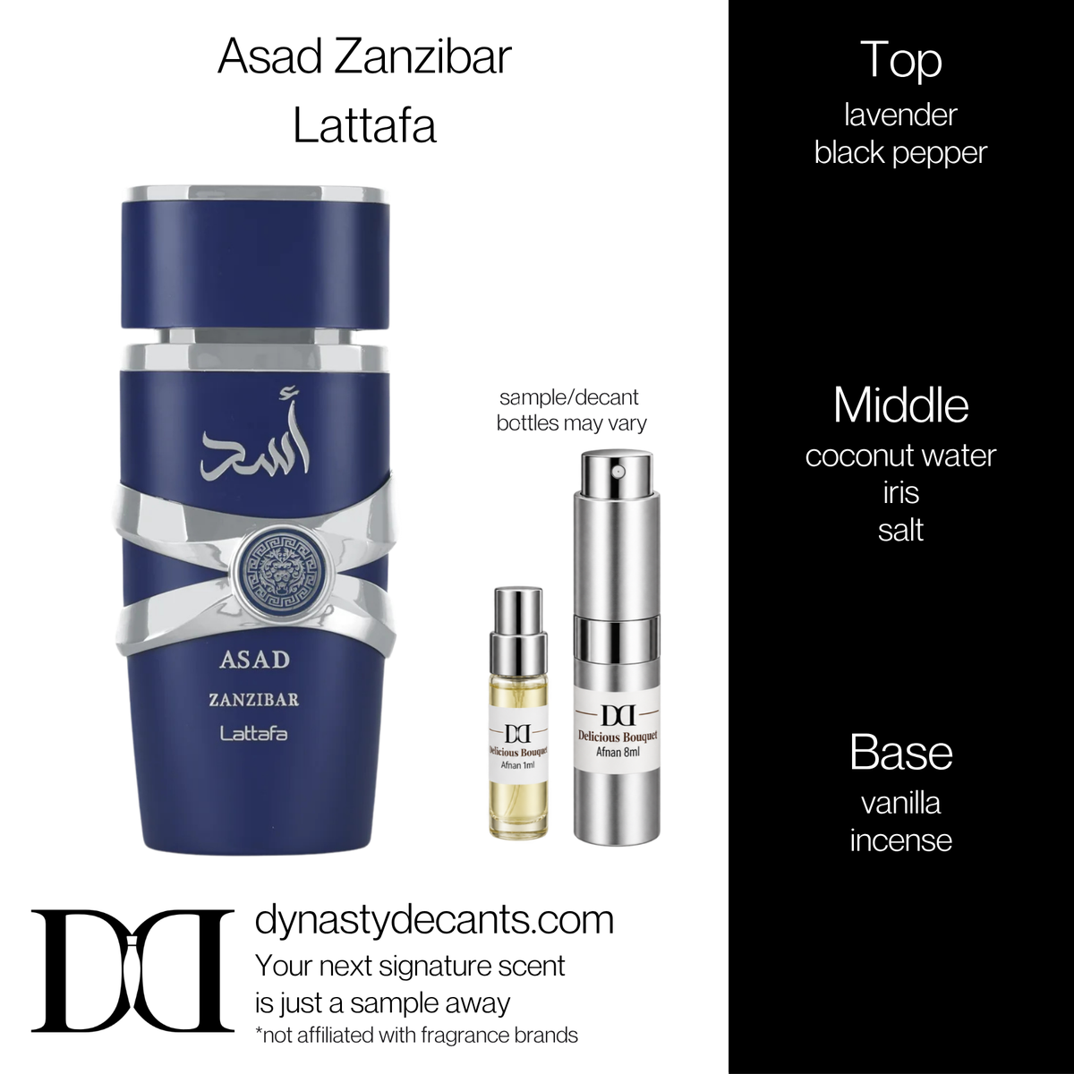 Fragrance sample bottle for Asad Zanzibar by Lattafa