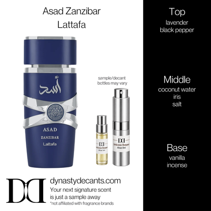 Fragrance sample bottle for Asad Zanzibar by Lattafa
