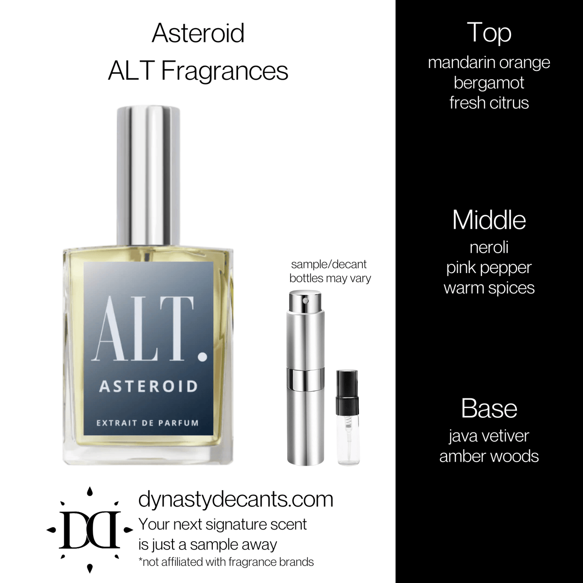 Fragrance sample bottle for Asteroid by ALT Fragrances