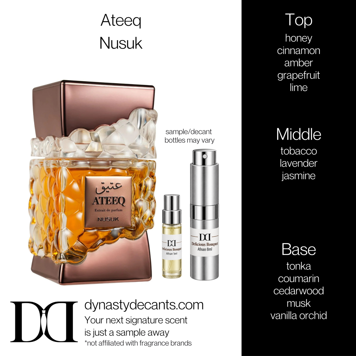 Fragrance sample bottle for Ateeq by Nusuk