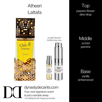 Fragrance sample bottle for Atheeri by Lattafa