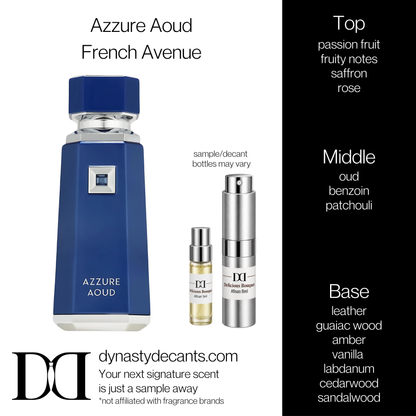 Fragrance sample bottle for Azzure Aoud by French Avenue