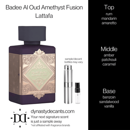 Badee Al Oud Amethyst Fusion by Lattafa | Fragrance Sample | Decant - Dynasty Decants