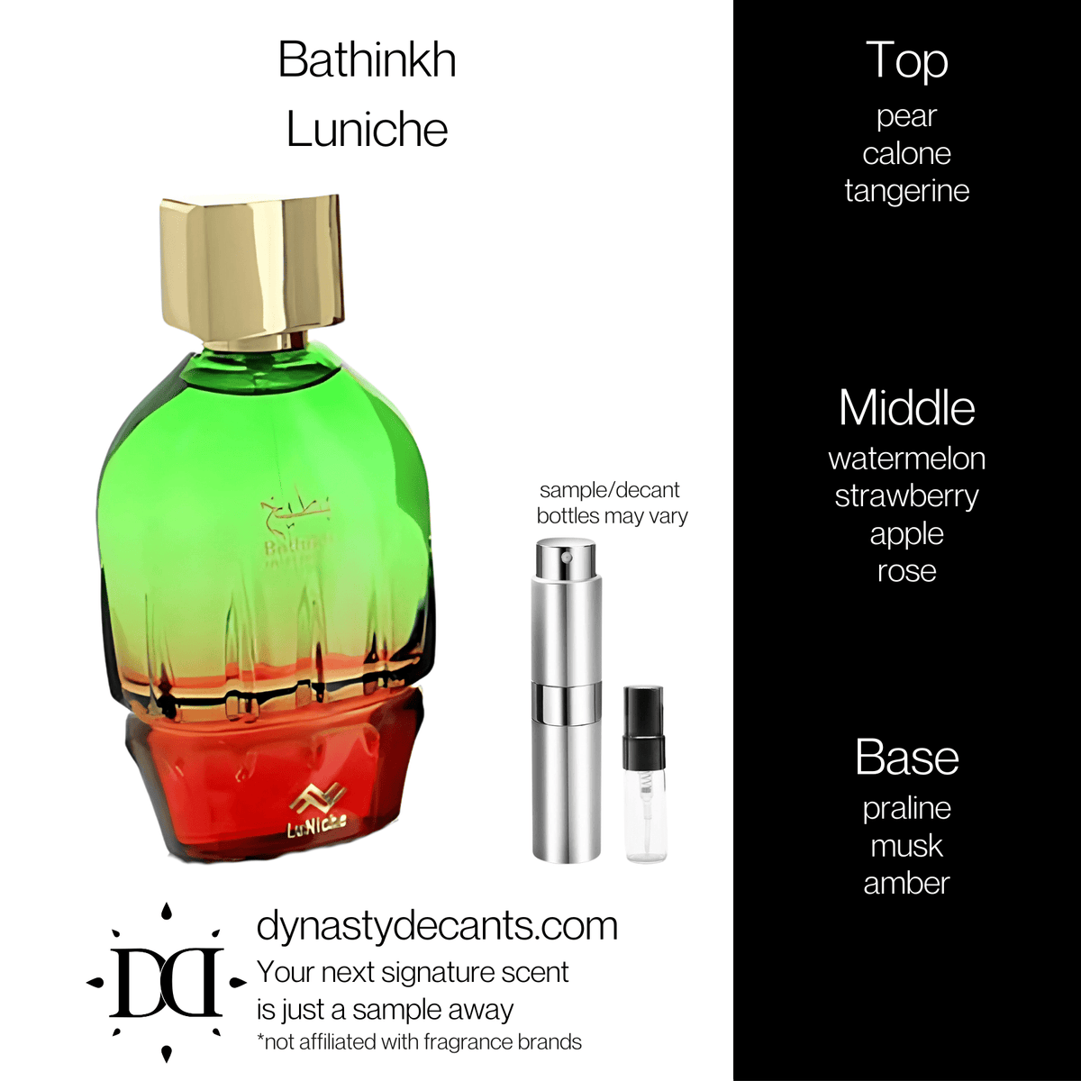 Fragrance sample bottle for Bathikh by Luniche