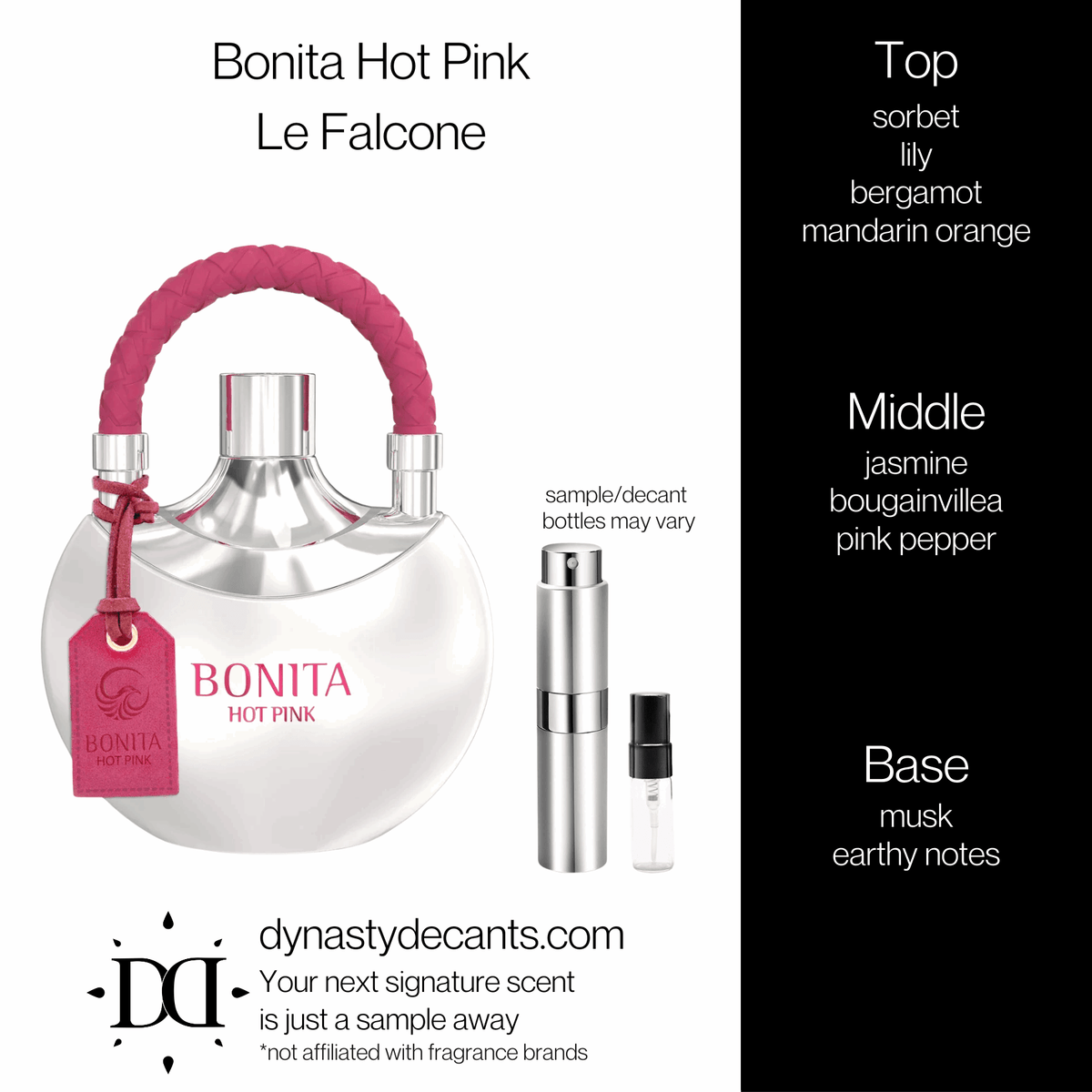 Fragrance sample bottle for Bonita Hot Pink by Le Falcone