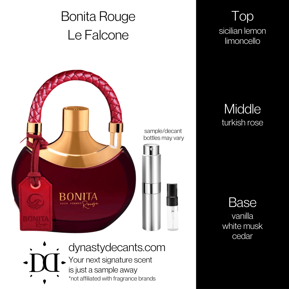 Fragrance sample bottle for Bonita Rouge by Le Falcone