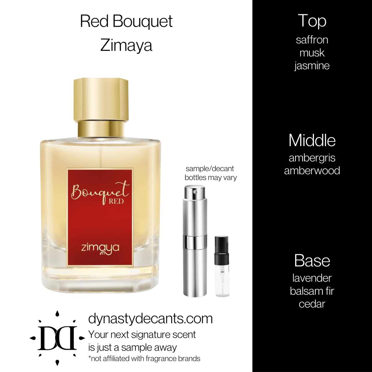 Fragrance sample bottle for Bouquet Red by Zimaya