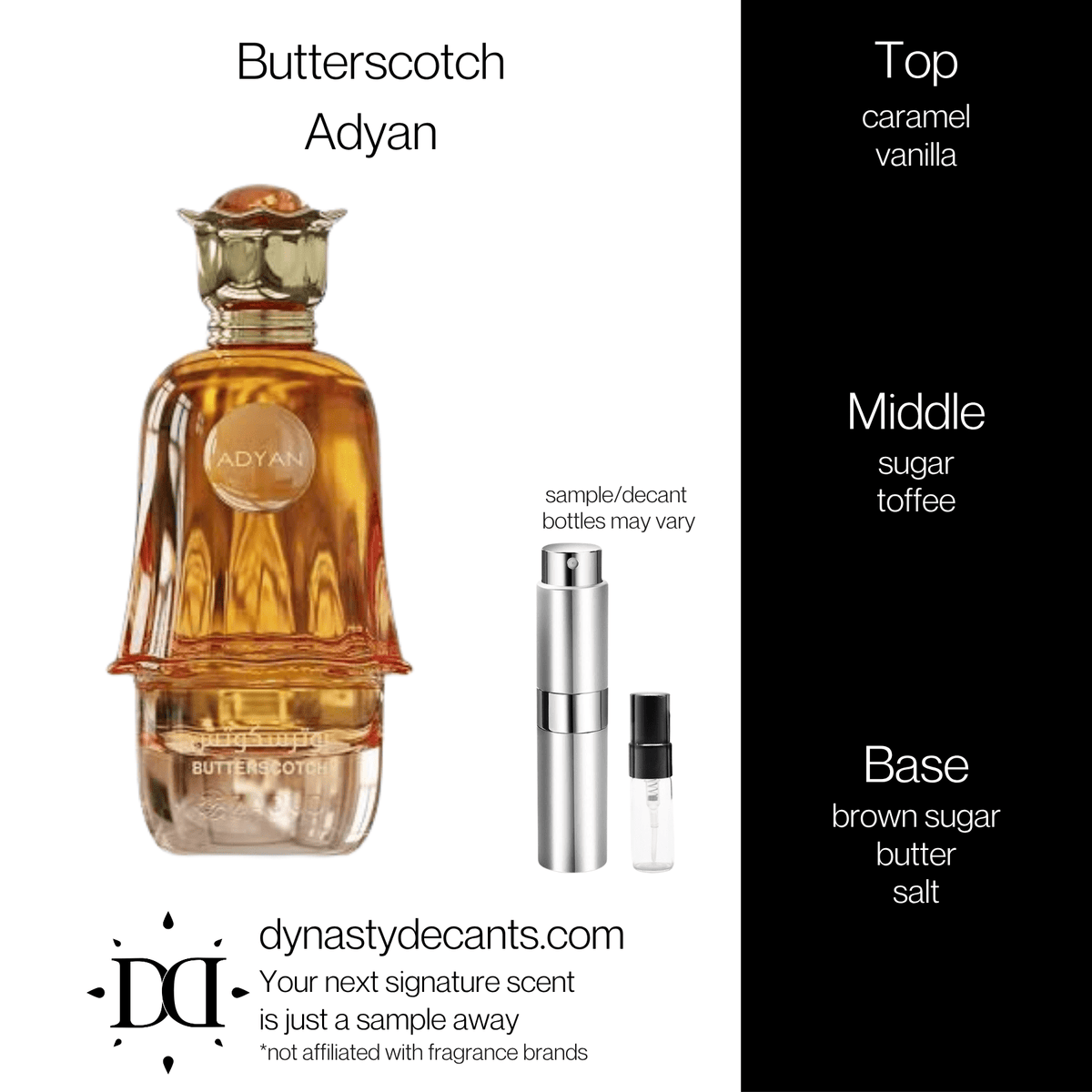 Fragrance sample bottle for Butterscotch by Adyan