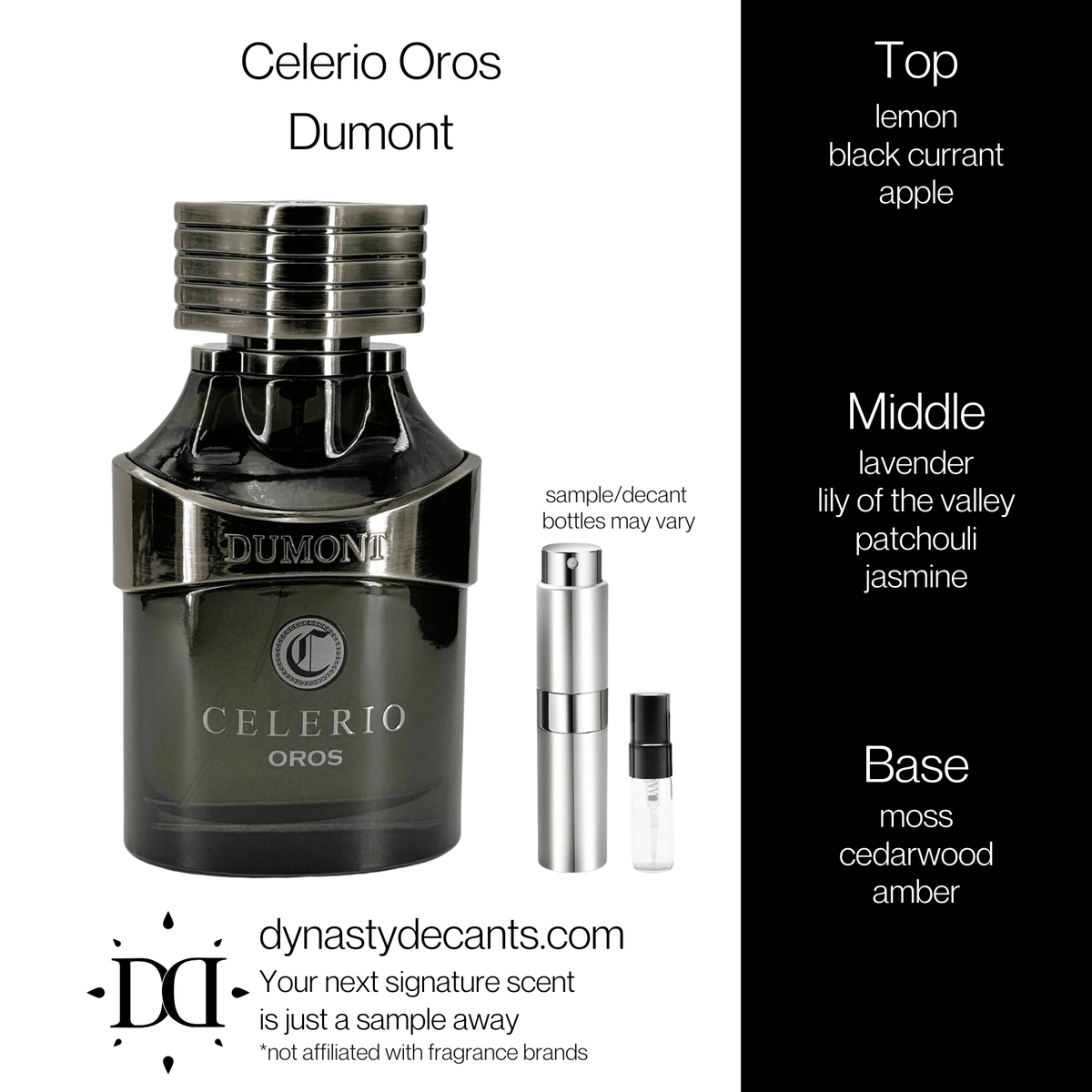 Fragrance sample bottle for Celerio Oros by Dumont