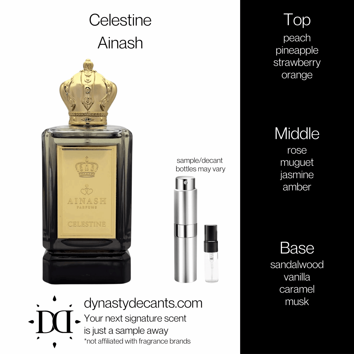 Fragrance sample bottle for Celestine by Ainash