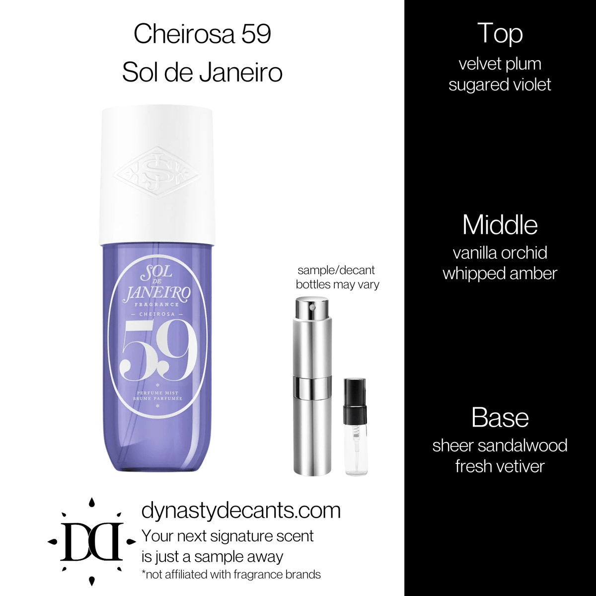 Fragrance sample bottle for Cheirosa 59 by Sol de Janeiro