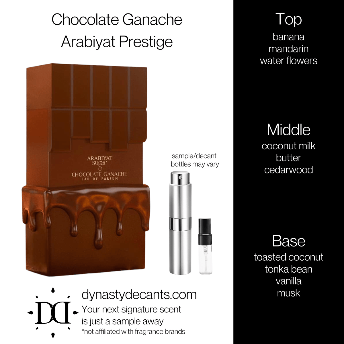 Fragrance sample bottle for Chocolate Ganache by Arabiyat Prestige