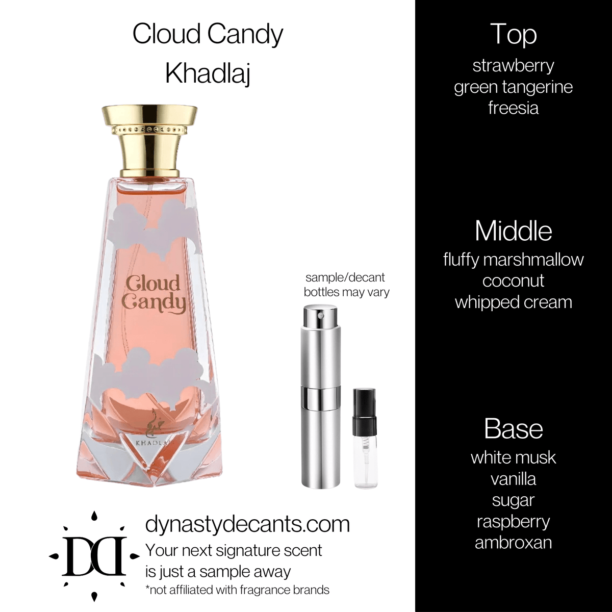 Fragrance sample bottle for Cloud Candy by Khadlaj