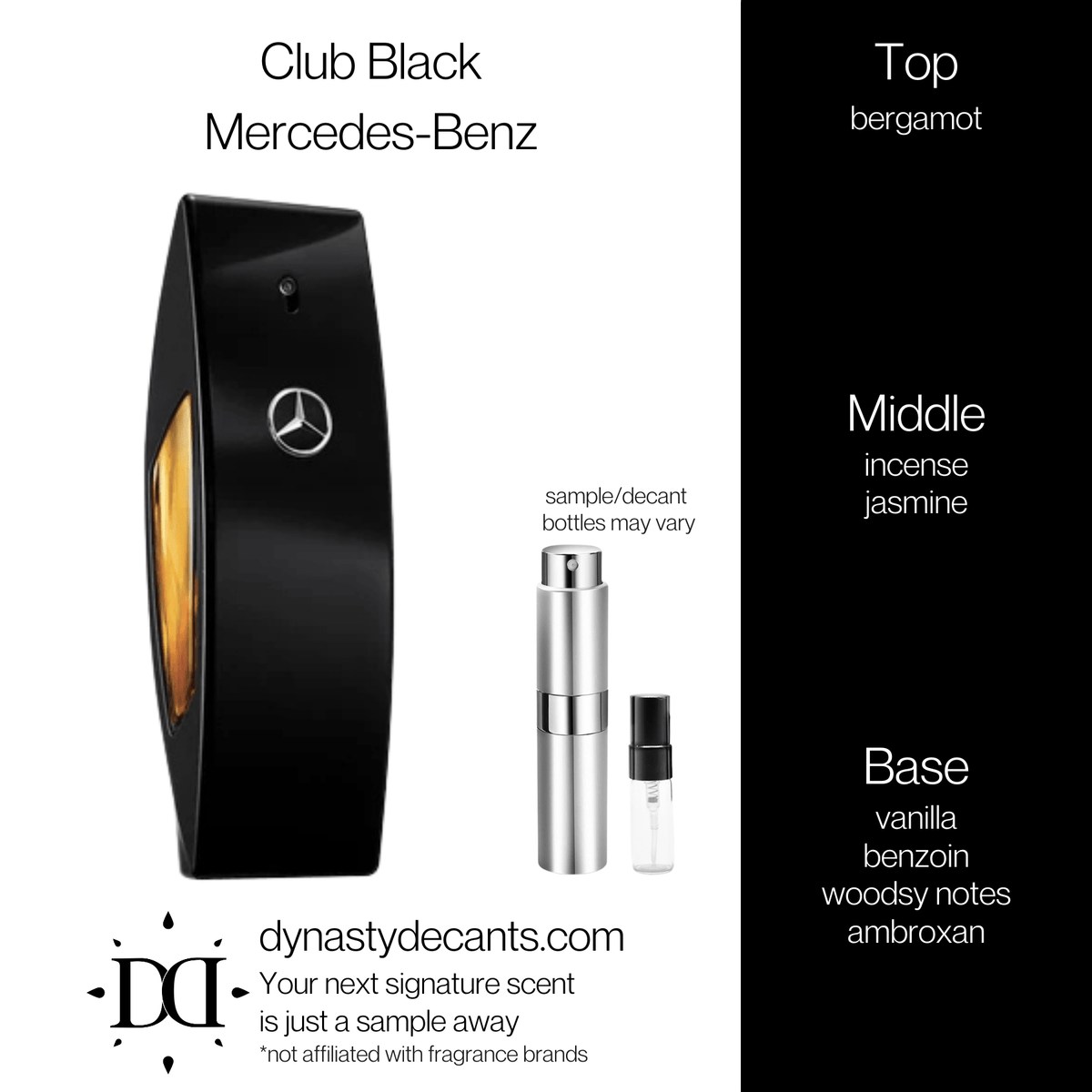 Fragrance sample bottle for Club Black by Mercedes-Benz