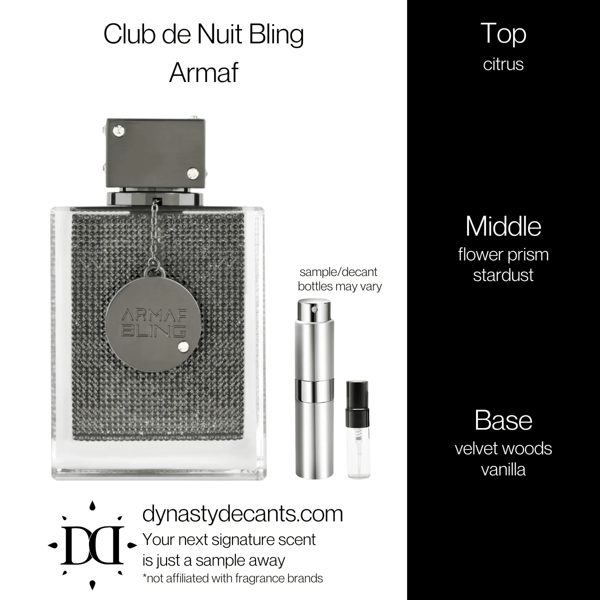Fragrance sample bottle for Club de Nuit Bling by Armaf