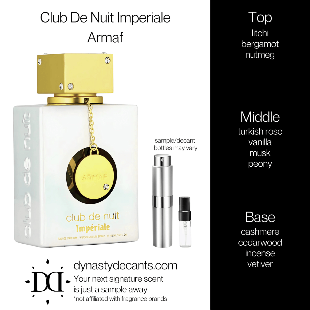 Fragrance sample bottle for Club De Nuit Imperiale by Armaf