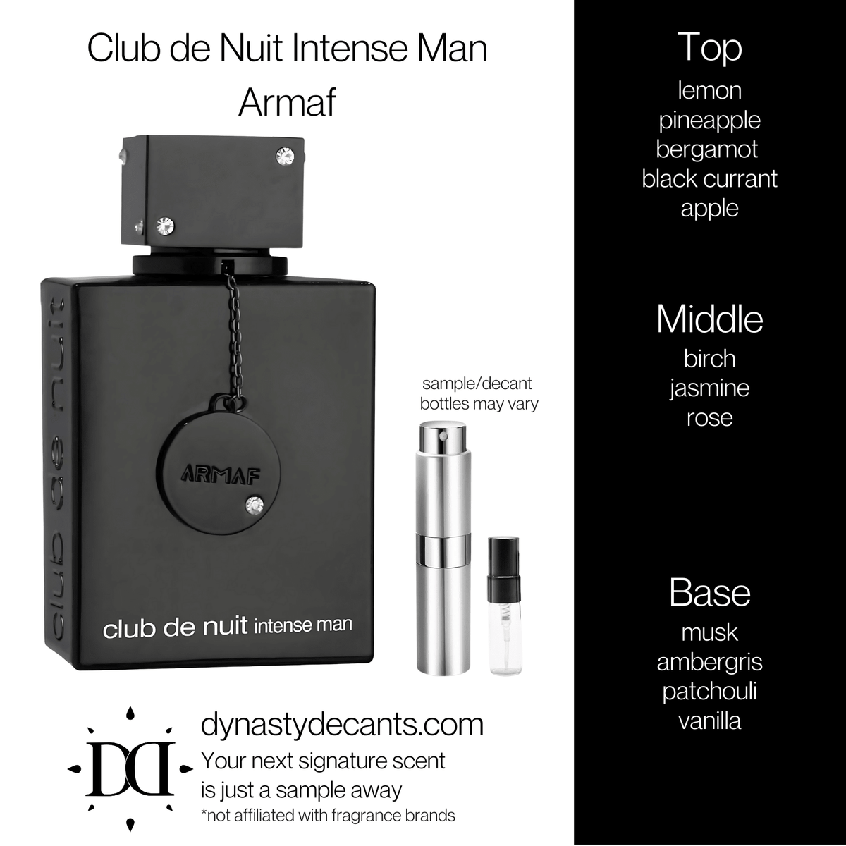 Fragrance sample bottle for Club De Nuit Intense Man by Armaf