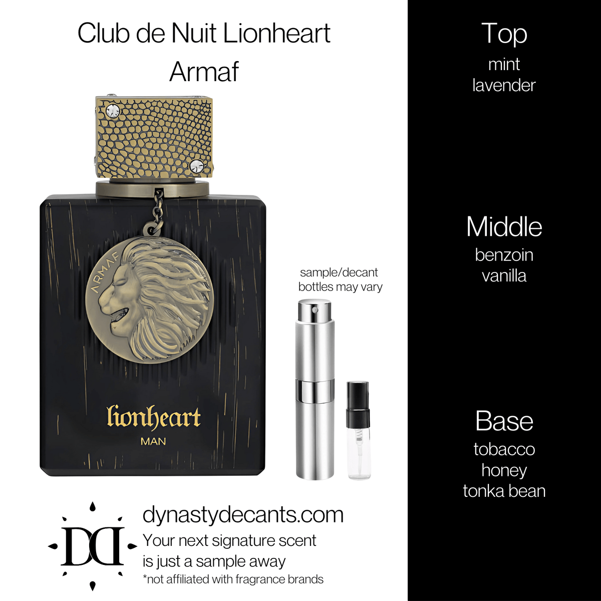Fragrance sample bottle for Club De Nuit Lionheart Man by Armaf