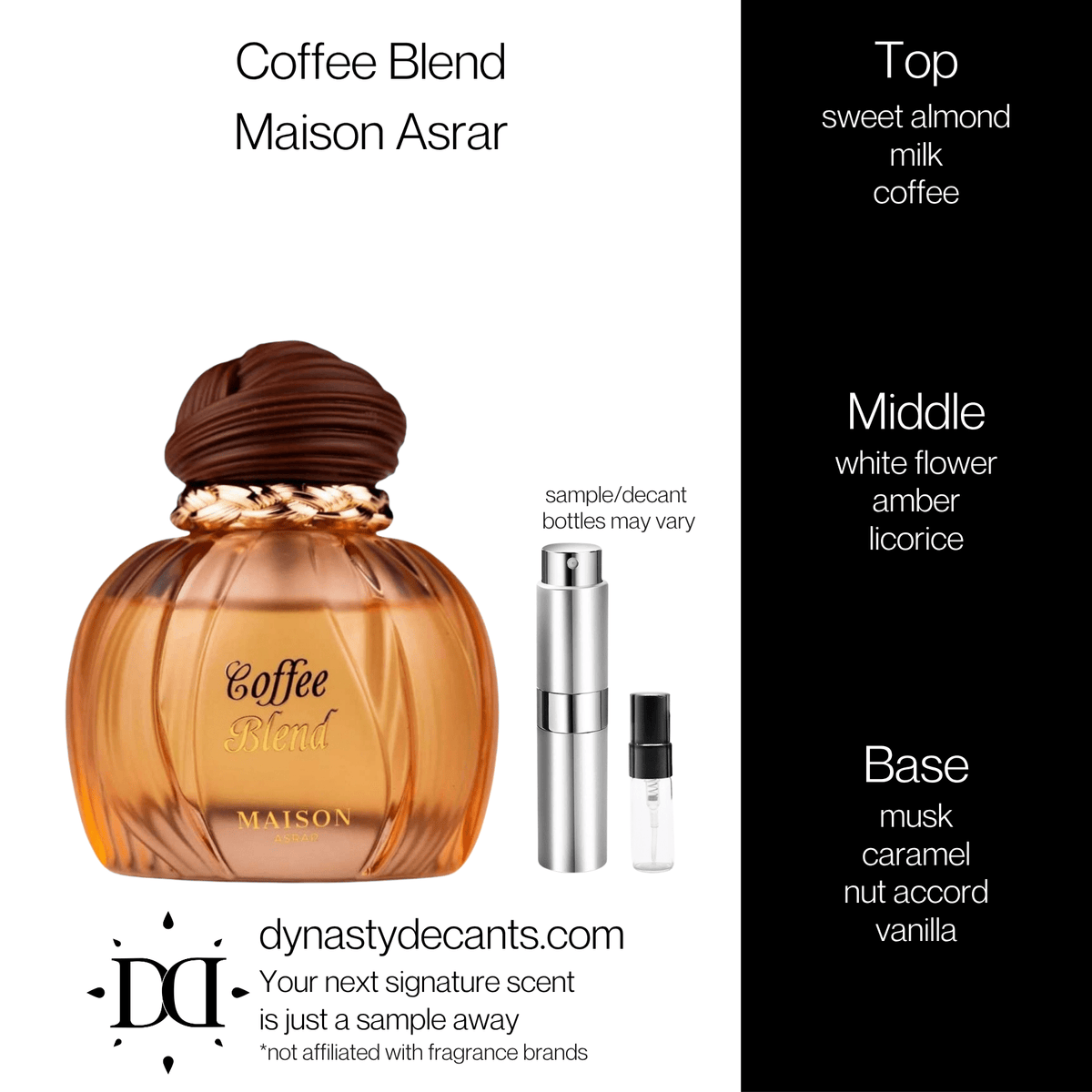 Fragrance sample bottle for Coffee Blend by Maison Asrar