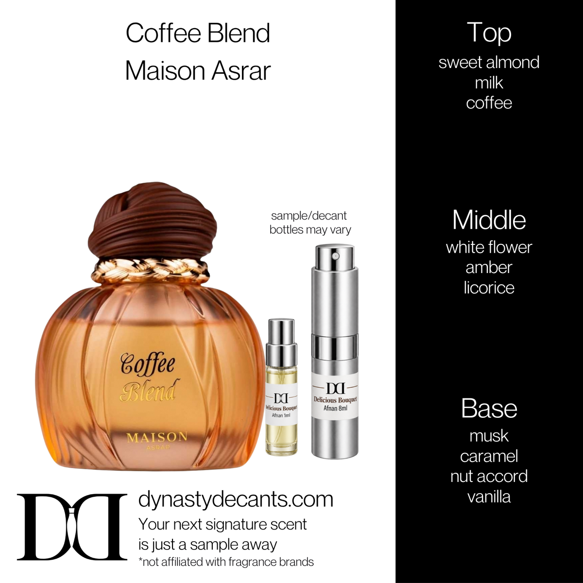 Fragrance sample bottle for Coffee Blend by Maison Asrar