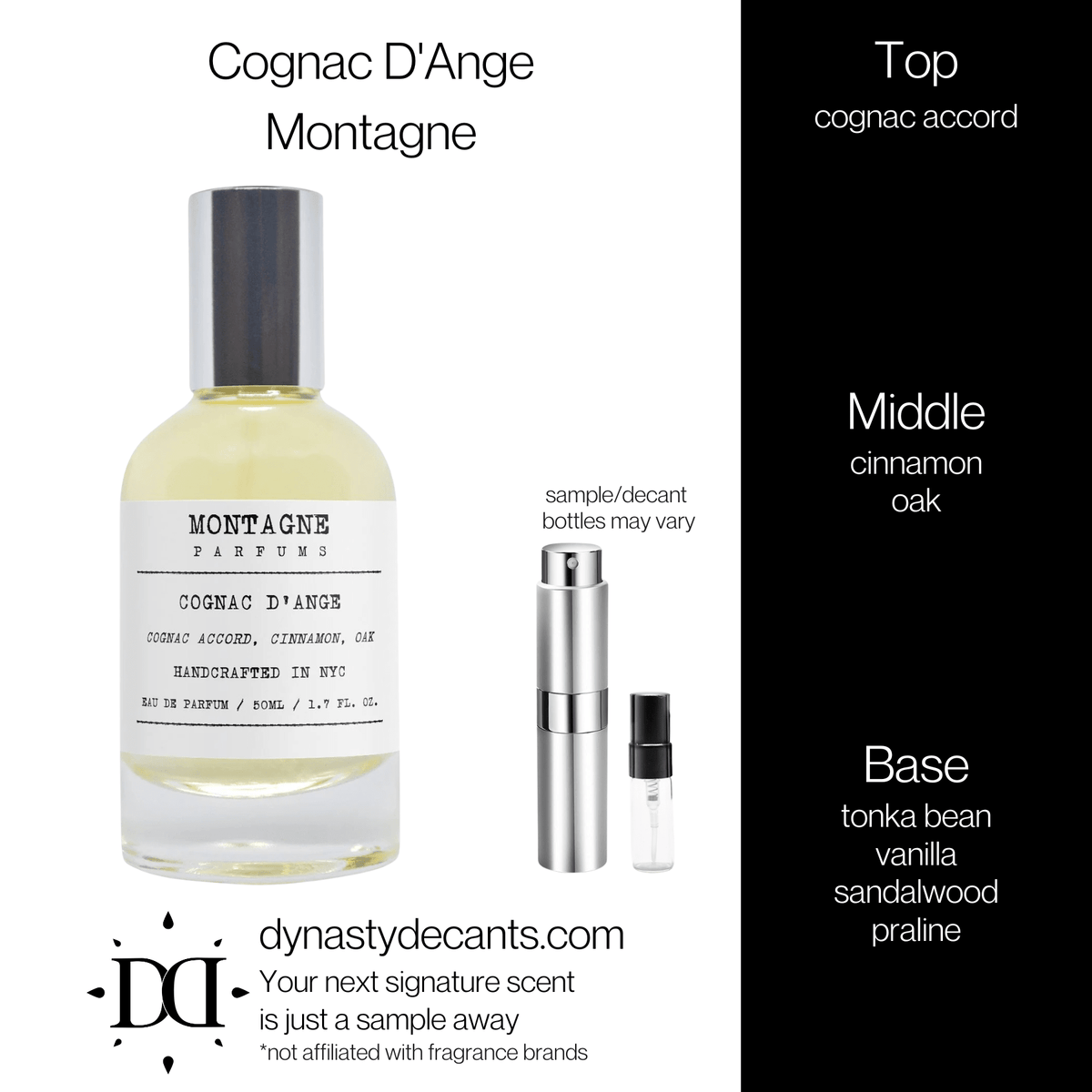 Fragrance sample bottle for Cognac D'Ange by Montagne