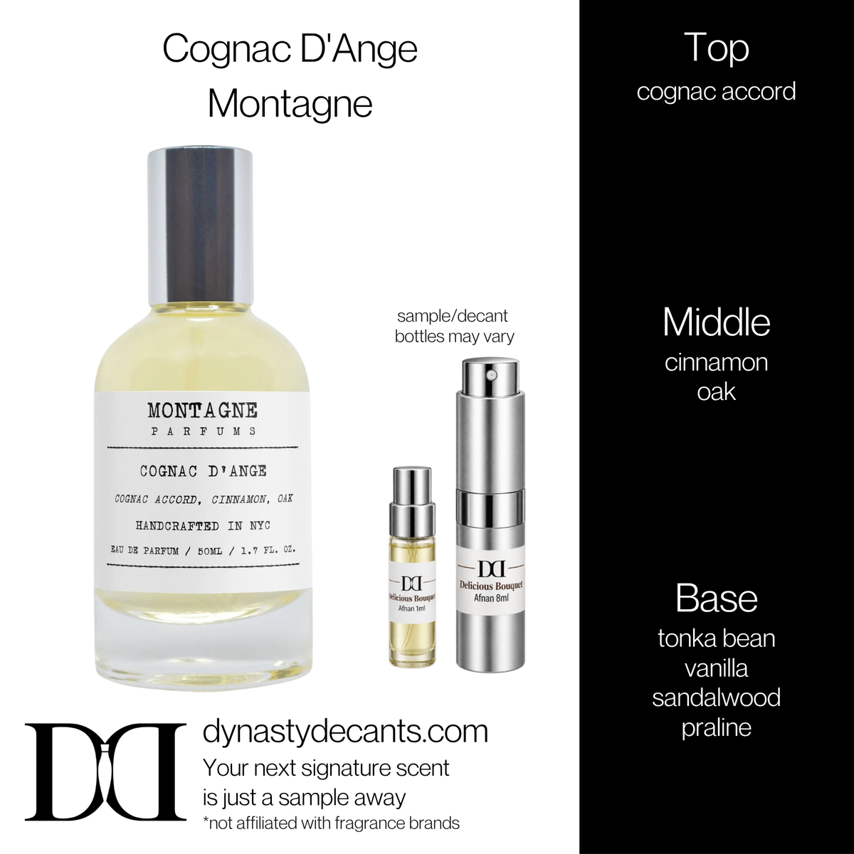 Fragrance sample bottle for Cognac D'Ange by Montagne
