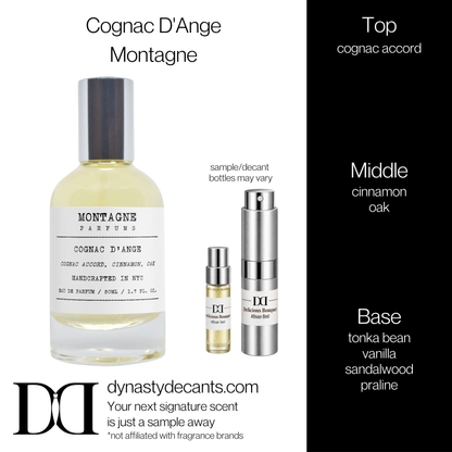 Fragrance sample bottle for Cognac D'Ange by Montagne