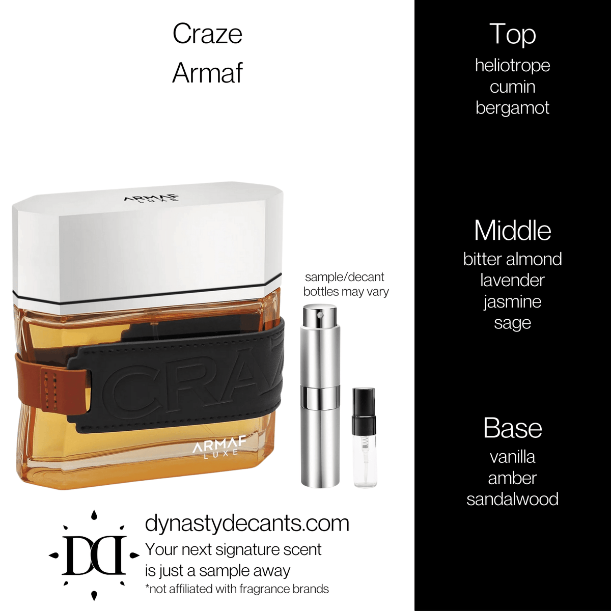 Fragrance sample bottle for Craze by Armaf