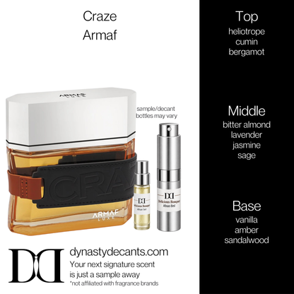 Fragrance sample bottle for Craze by Armaf