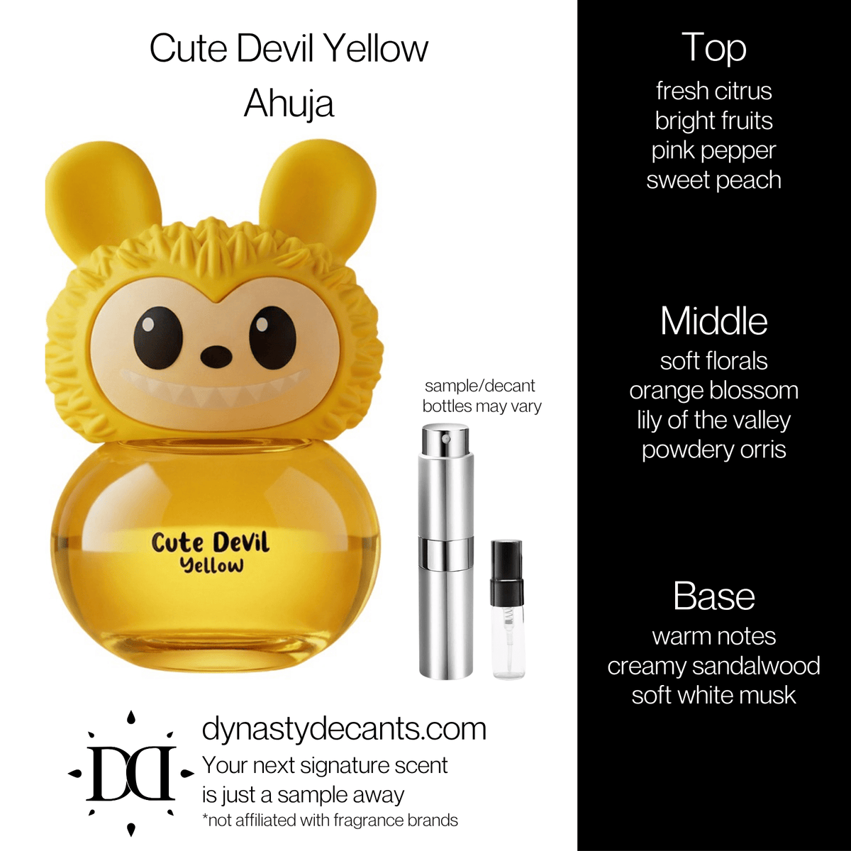 Fragrance sample bottle for Cute Devil Yellow by Ahuja