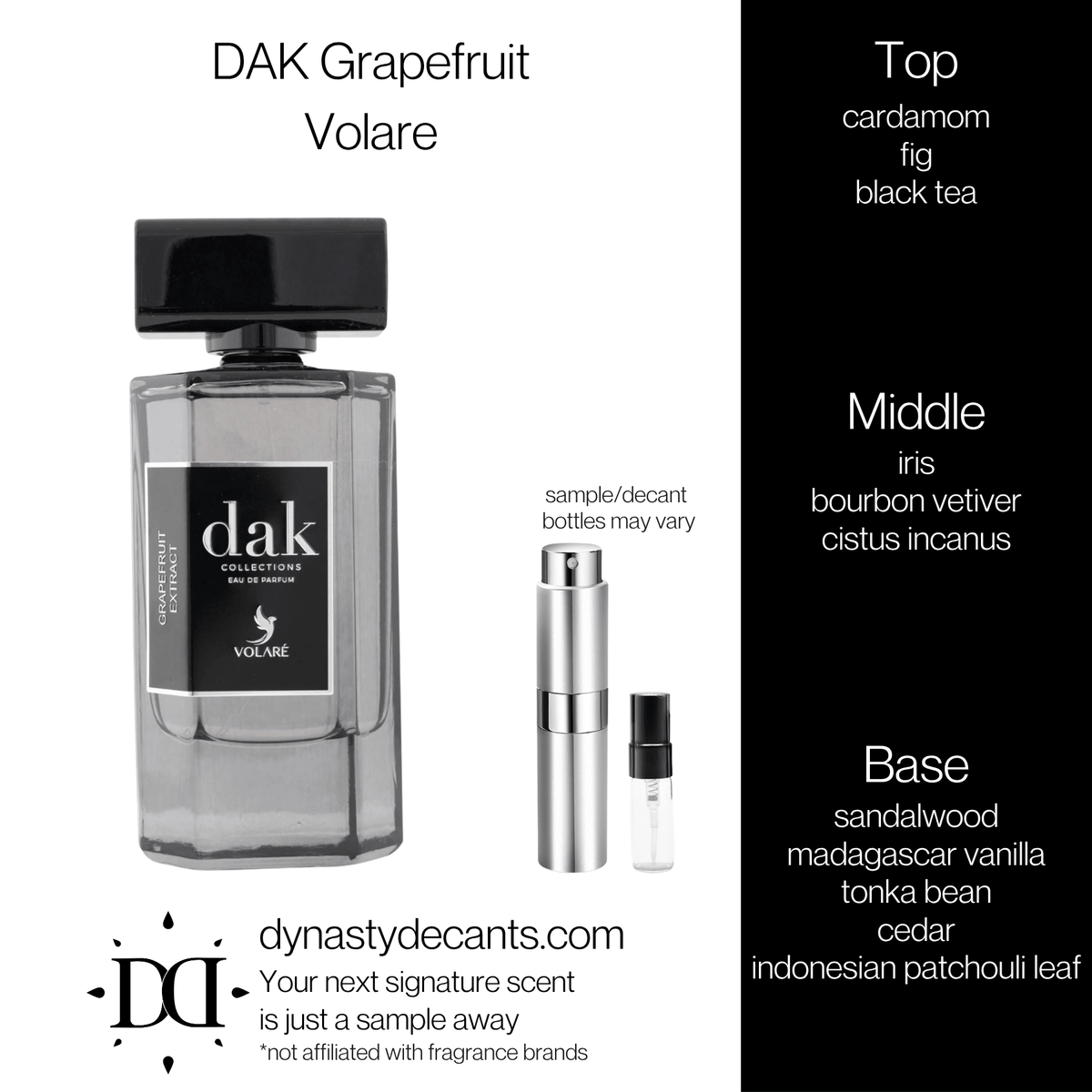 Fragrance sample bottle for DAK Grapefruit by Volare